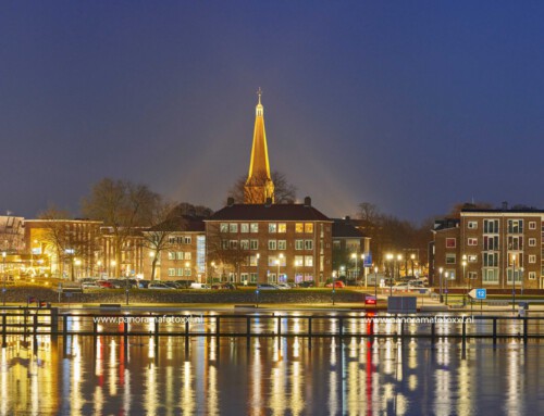 Panoramafoto Hanzestad Zutphen ’s avond tijdens hoog water