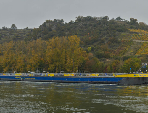 panorama foto van het mts Piz Turba opvarend aan de groene ton bij de Betteck bij de Loreley