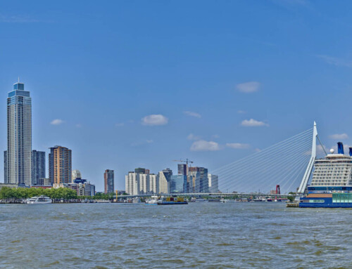 Rotterdam vanaf Katendrecht met Cruiseschip