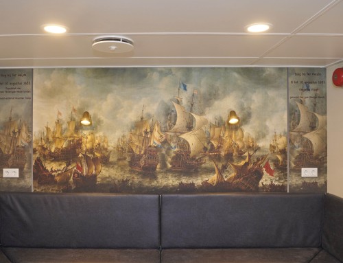 2 panorama foto’s geleverd aan de sleephopperzuiger Biesbosch van de fa. Filiadredging, waarvan 1 heel bijzondere: de slag bij ter Heijde in 1653